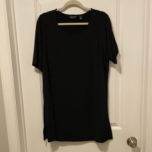 Susan Graver Classic Black liquid Knit Tunic Top size L